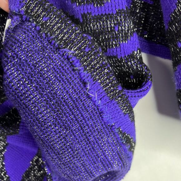 Vintage Turtle Bay Purple Metallic Zebra Sweater Small - Picture 7 of 15